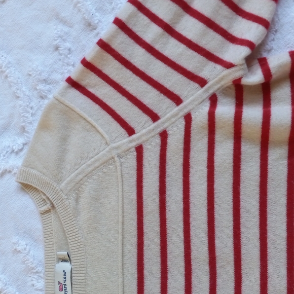 Vineyard Vines Cream and Red Striped Sweater - Picture 3 of 7